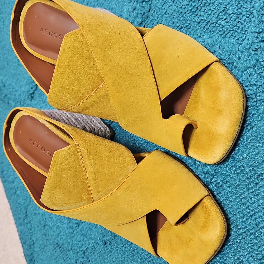 AEROSOLES Mustard Suede Mules